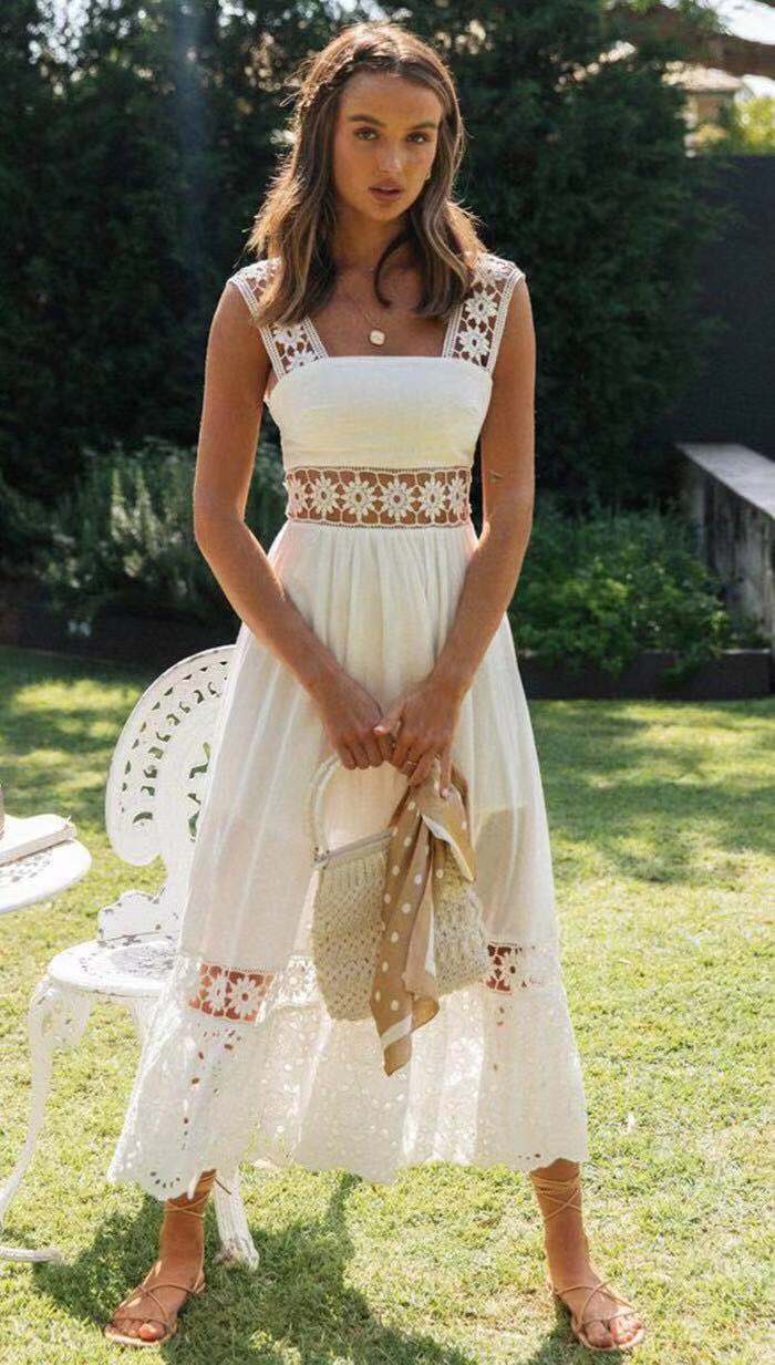 white christmas dresses BONITA MAXI DRESS IN BLACK COTTON LACE – DE LA VALI OFFICIAL main image 1