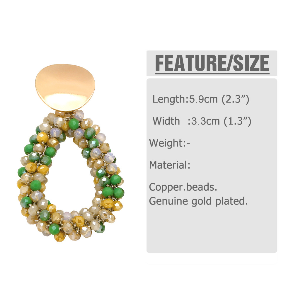 Retro Geometric Copper Beaded Drop Earrings 1 Pair