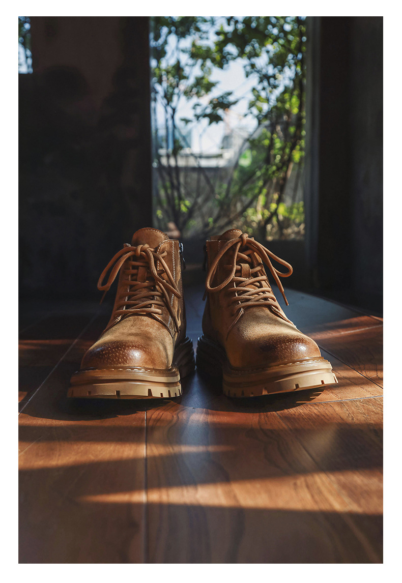 Nouvelles bottes courtes tendance d'automne, grandes bottes jaunes assorties, bottes de travail pour hommes, chaussures pour hommes_voghion.com