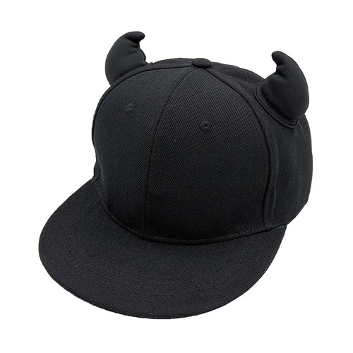 European and American small devil horns decoration baseball cap, duckbill cap, sun hat, outdoor sports cap, personalized flat brim hat