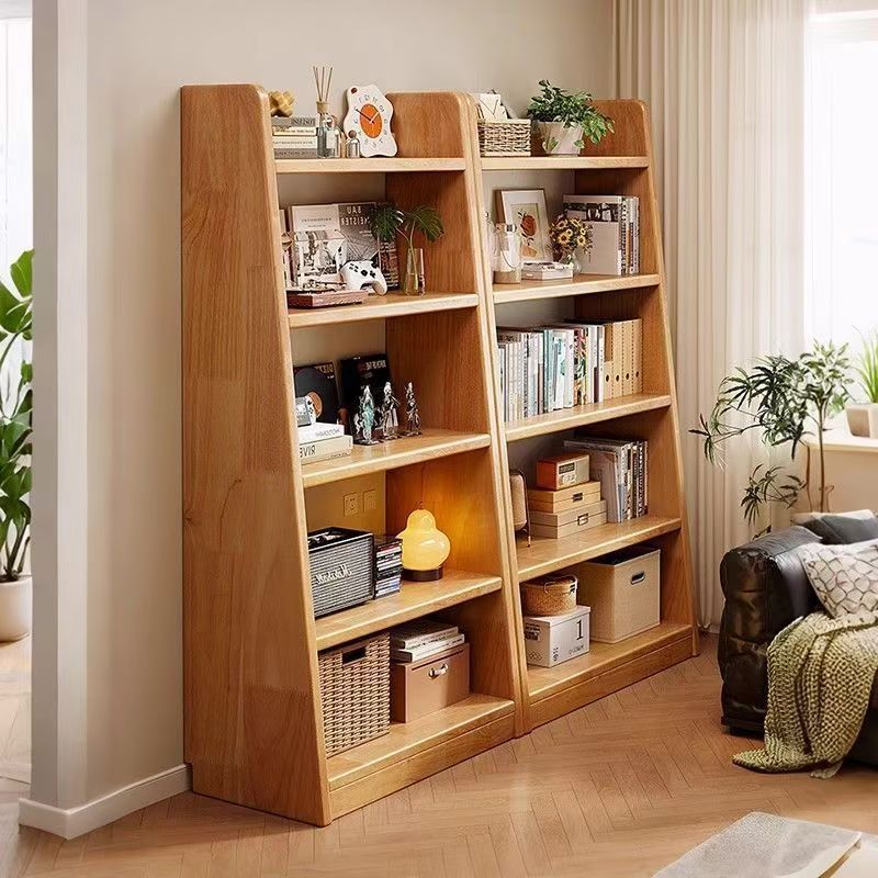 Solid Wood Bookshelf Floor-Standing Storage Rack Ladder-Shaped Storage Rack Wall-Mounted Storage Rack Household Bookcase Simple Storage Cabinet Bookcase