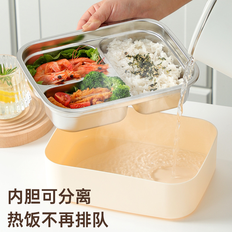 シンプルな304ステンレス製学生弁当箱、水を入れて保温できる弁当箱、サラリーマンが持ち運べる弁当箱|undefined