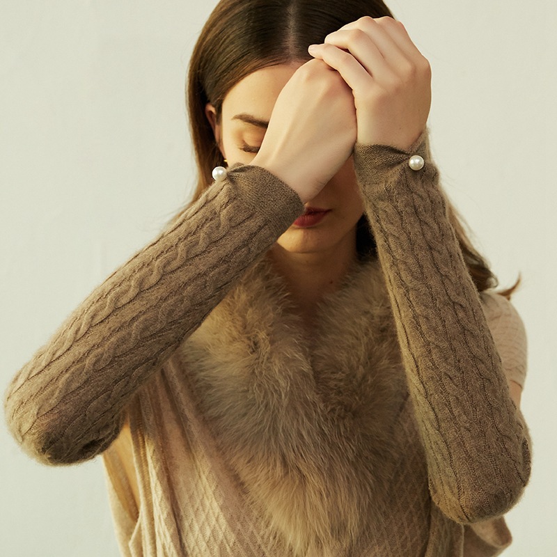 Otoño y invierno nuevas damas de cachemira retrógrada flor de tejido guantes largos de cachemira caliente manga larga