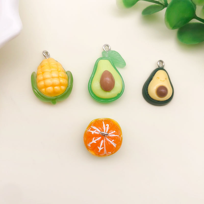 Fruit, Mushroom, Butterfly Pattern 1 Piece Resin Fruit Mushroom Butterfly Pendant