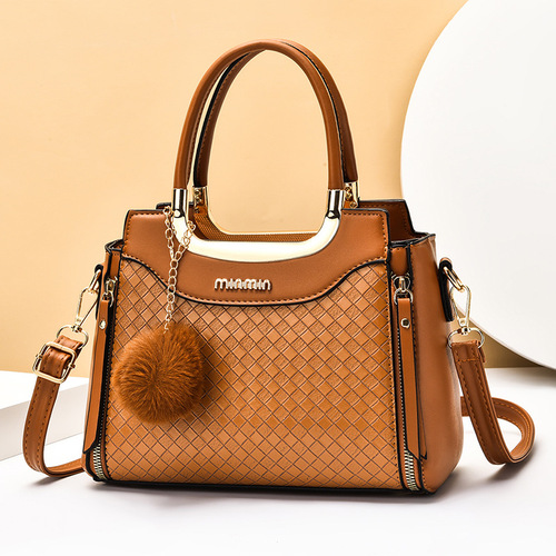  new Korean style large-capacity women's bag, fashionable and simple one-shoulder crossbody bag, middle-aged mother bag, plaid temperament bag