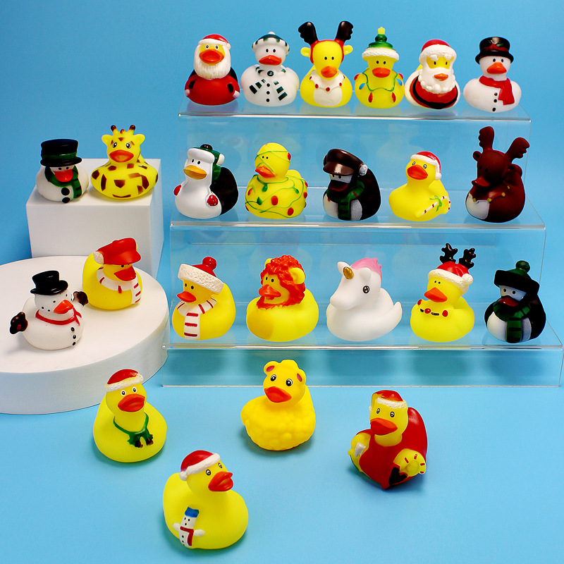 Creative Christmas Baby Bath Duck Toy That Makes Sounds When Squeezed, Children's Bathroom Bath Toy