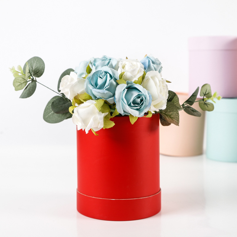 红色抱抱桶鲜花礼盒圆柱插花桶花艺花束桶礼品盒精致精美礼物创意