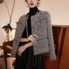 一件代发法式重工编织小香风外套女2025秋季新款时尚气质百搭上衣