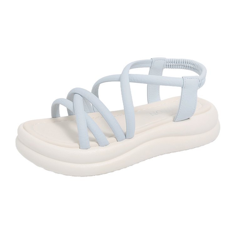 Red en línea sandalias de fondo grueso para mujeres verano 2025 nuevo hada con falda de moda para estudiantes sandalias romanas de fondo suave