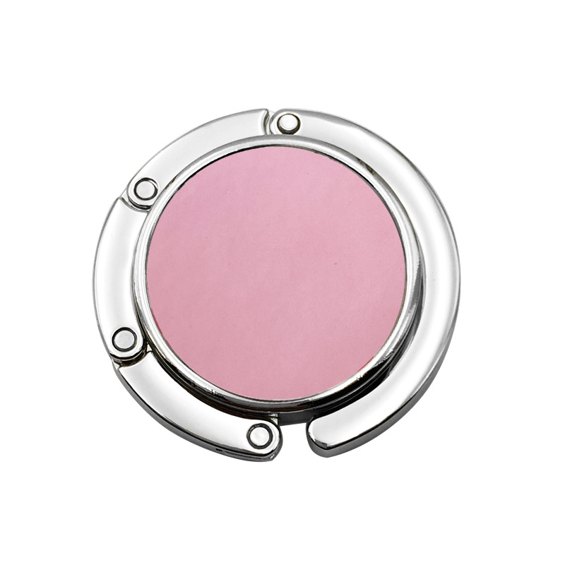 Venta caliente color sólido PU patrón imprimible de cuero Ronda plegable bolsa portátil gancho mesa lateral damas escritorio bolsa gancho