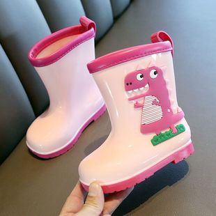 Autumn and Winter Kidsren's Rain Boots, Boys' Cute Cartoon Rain Boots, Girls' Baby Water Shoes, Non-Slip Kidsren's Rubber Shoes, Low Tube, Casual