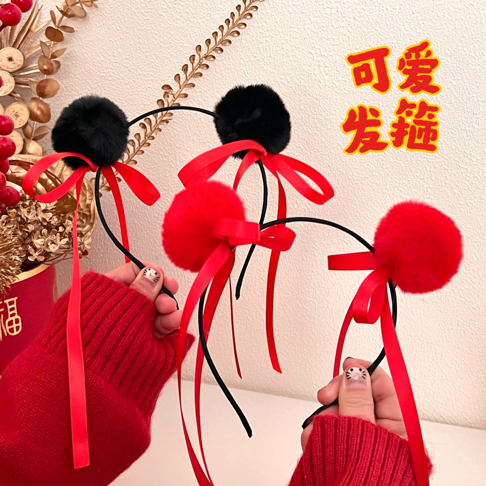 Cute tocado de bola pequeña banda de pelo animación imagen decoración de bola de pelo banda de pelo fotógrafo universal tarjeta de pelo bola