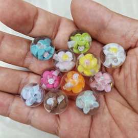 16mm夜光软陶花朵树脂圆珠 DIY手工串珠串笔手机链手链饰品配件