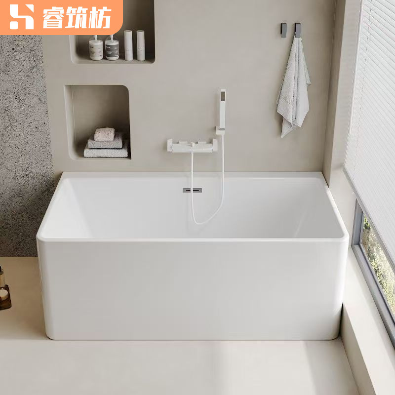 Acrylic Bathtub Independent B&B Small Apartment Seamless One-Piece Adult Home Insulated Rectangular Deep Soaking Bathtub