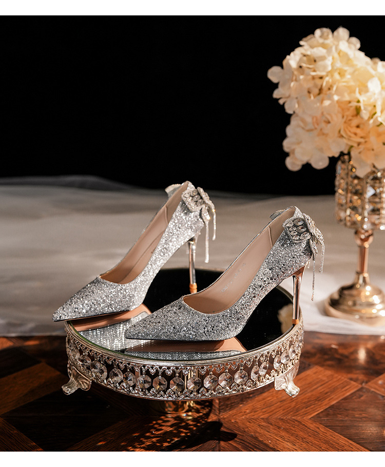 Glitzer High Heels Mit Schleife Und Strass Für Partys_voghion.com