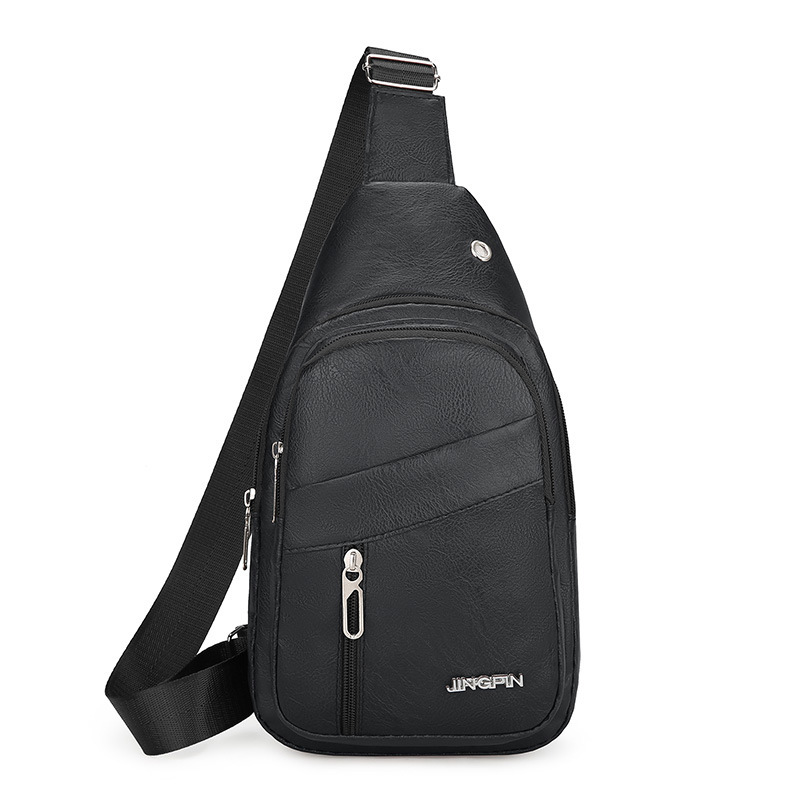 Comercio exterior nuevo bolso de pecho de cuero PU para hombres, bolso de hombro de viaje simple, moda al aire libre, bolso de bicicleta
