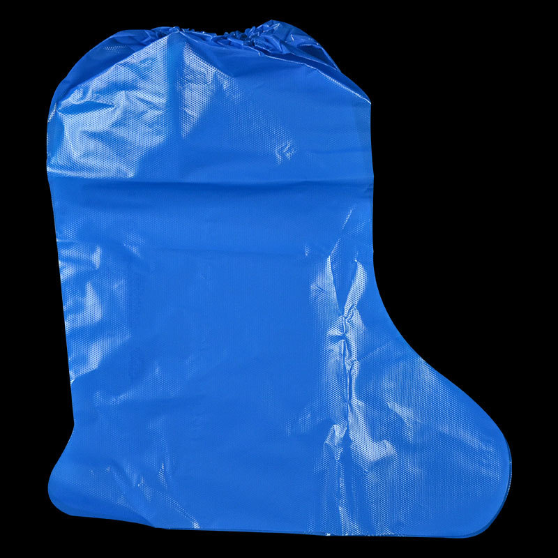 加厚一次性靴套 PE鞋套 长筒防尘防水塑料靴套 蓝色脚套