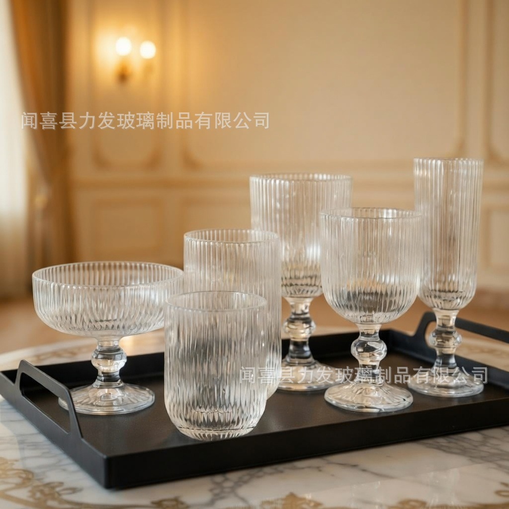 Gran por mayor de color verde vertical europeo tazas de vino tazas de champán tazas de helado tazas creativas elegantes utensilios de vinos de hotel caseros