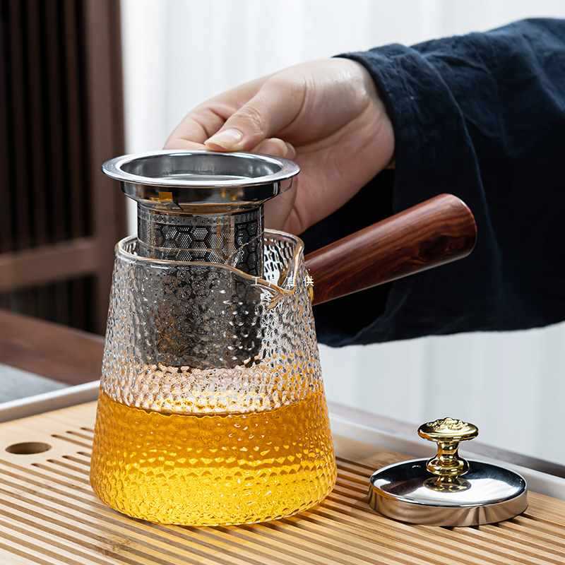 玻璃侧把防烫泡茶壶家用不锈钢过滤水壶耐高温加厚泡茶杯茶具套装