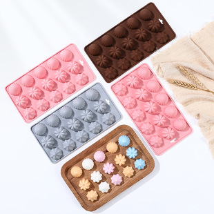 New 18-Piece Rectangular Flower Series Mousse Chocolate Food-Grade Silicone Mold Easy to Release Baking Mold
