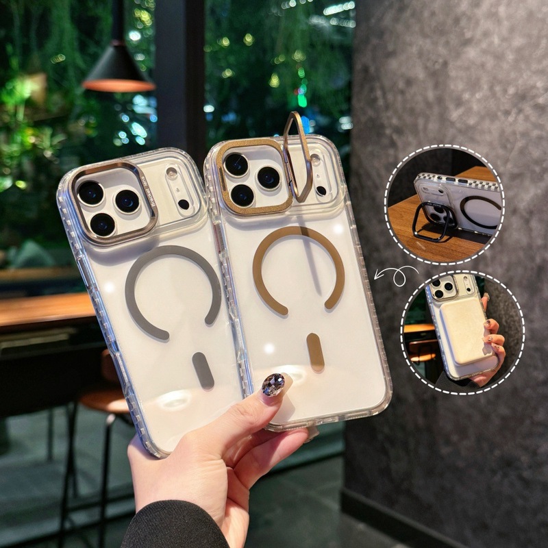 镜头支架适用iPhone17PROMAX手机壳点彩磁吸硬壳苹果17防摔保护套|undefined