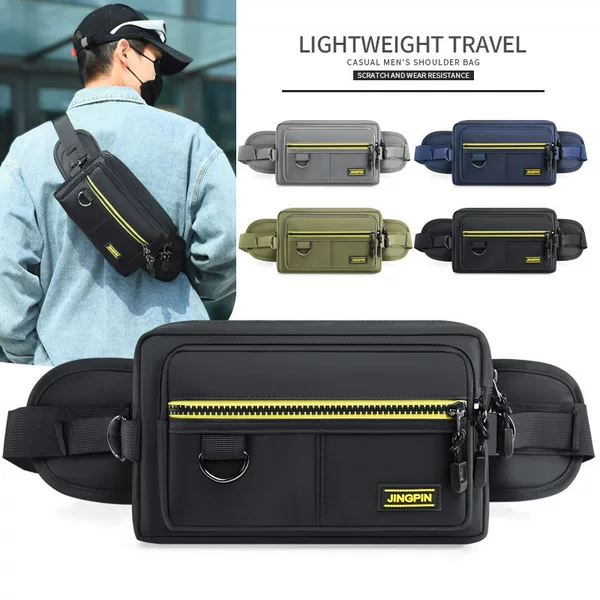 New Foreign Trade Style Men's Waist Bag, Fashionable Crossbody Bag, Durable Work Chest Bag, Water-Resistant Oxford Cloth Running Phone Bag