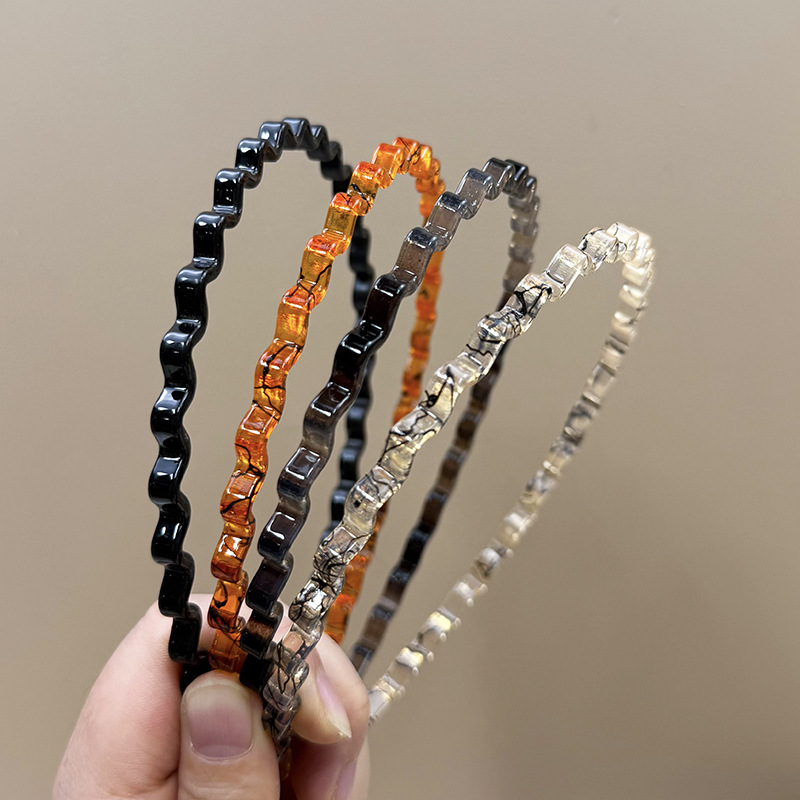 Nueva diadema ondulada texturizada simple y elegante con acabado cepillado, tacto de alta gama, para niñas, corona alta, lavado de cara,_voghion.com