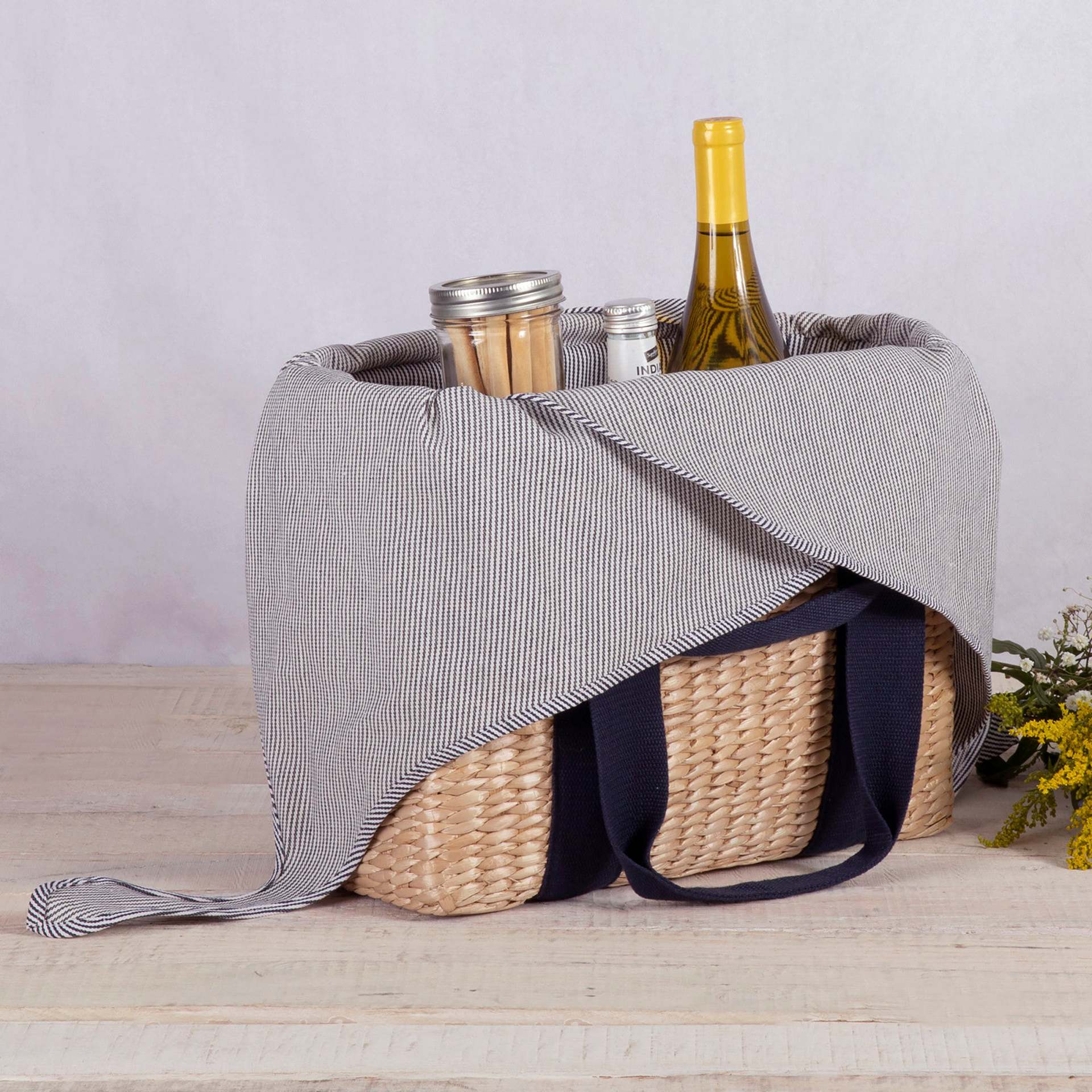 Cesta de picnic de ratán personalizada de comercio exterior bolsa de compras salida al aire libre cesta de frutas cesta de regalo portátil cesta de paja americana