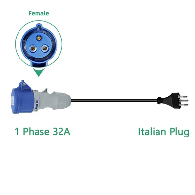 Swiss Italian Standard Plug to – EV şarj adapterləri - single-phase-32a-seat-italian-plug