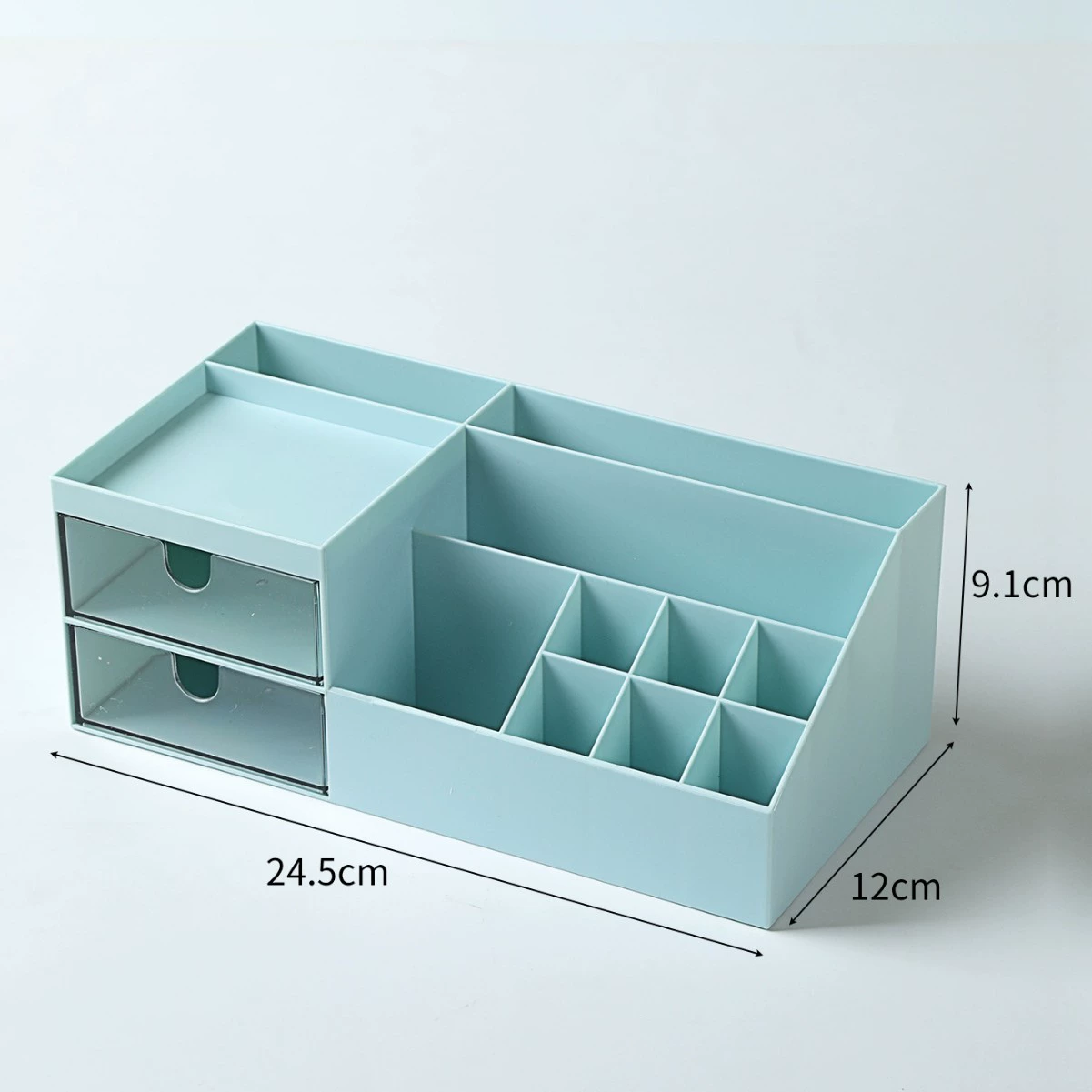 Desktop double-handle storage basket, plastic hollow long square organizer, 23.2×12.4×7.9 cm