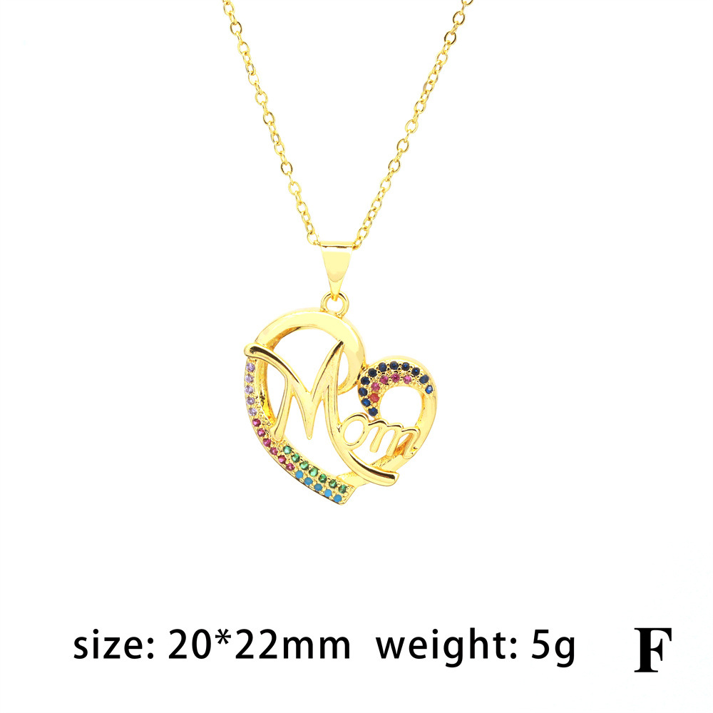 Casual Simple Style Letter Heart Shape Copper Plating Zircon Pendant Necklace 1 Piece display picture 10
