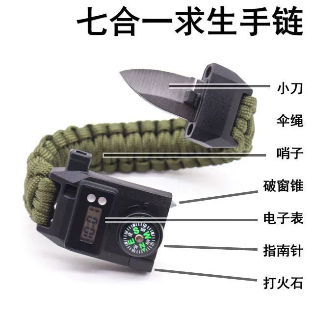 Браслет для выживания War Wolf 2 Mechanic Outdoor, многофункциональный, с паракордом, водонепроницаемый, с компасом и застежкой-цепочкой
