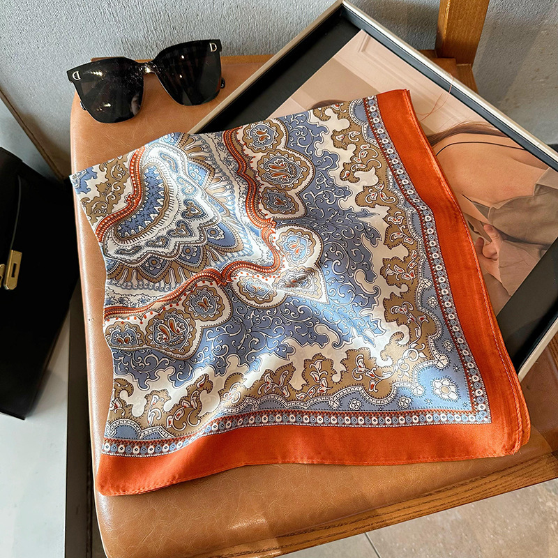 Bufandas de seda para mujeres 2025 primavera y otoño moda versátil temperamento minimalista 65cm bufandas de seda simuladas bufandas delgadas bufandas