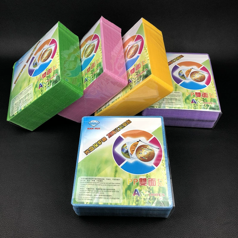 Пакеты для дисков средней толщины, полипропиленовые пакеты, защитные пакеты для дисков, пакеты для CD, глянцевые нетканые упаковочные пакеты для DVD-дисков, 100 штук