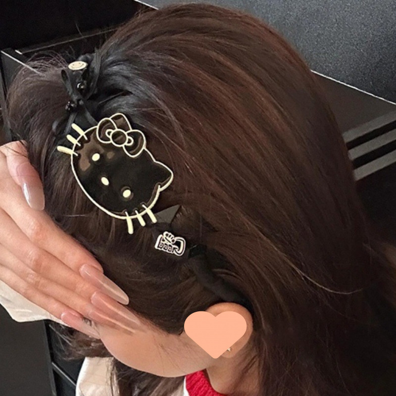扁头天菜韩系蓝色条纹kitty带齿防滑宽边发箍女高颅顶头箍发卡|undefined