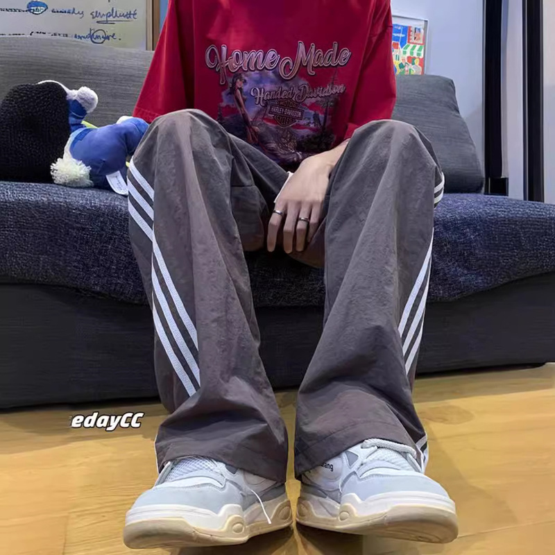 Amazon Foreign Trade Cross-border Supply Summer Striped Casual Trousers Unisex Loop All-match Factory Outlet