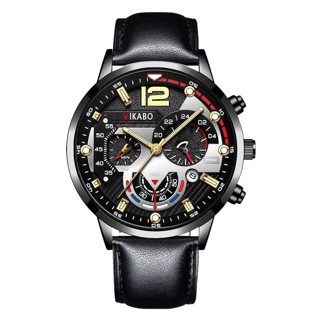 AliExpress Venta caliente vakabo reloj de pulsera de moda reloj de calendario de los hombres de negocios reloj de cuarzo de los hombres en stock al por mayor