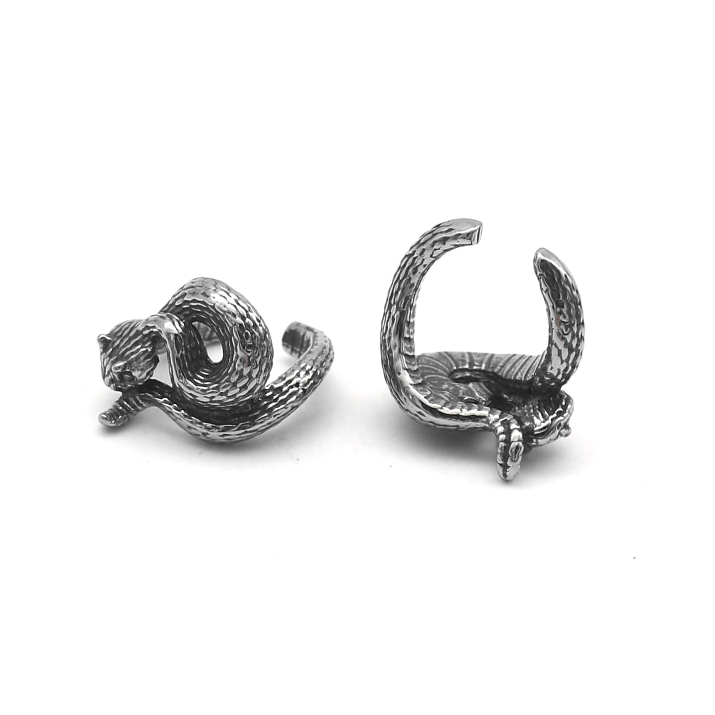 Pendiente de clip serpiente en titanio para hombre y mujer_voghion.com