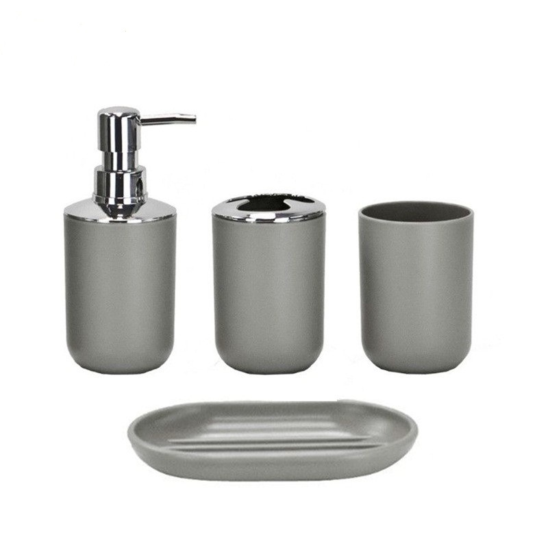 En stock Baño de plástico de lavado de cuatro piezas simple Baño de seis piezas conjunto de suministros cepillo de dientes enjuague bucal taza Kit de combinación