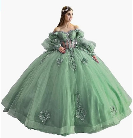 Flores vestido de adulto con mangas brillante con cuentas vestido dulce 2026 nuevo vestido de baile de hombro para mujeres image 30