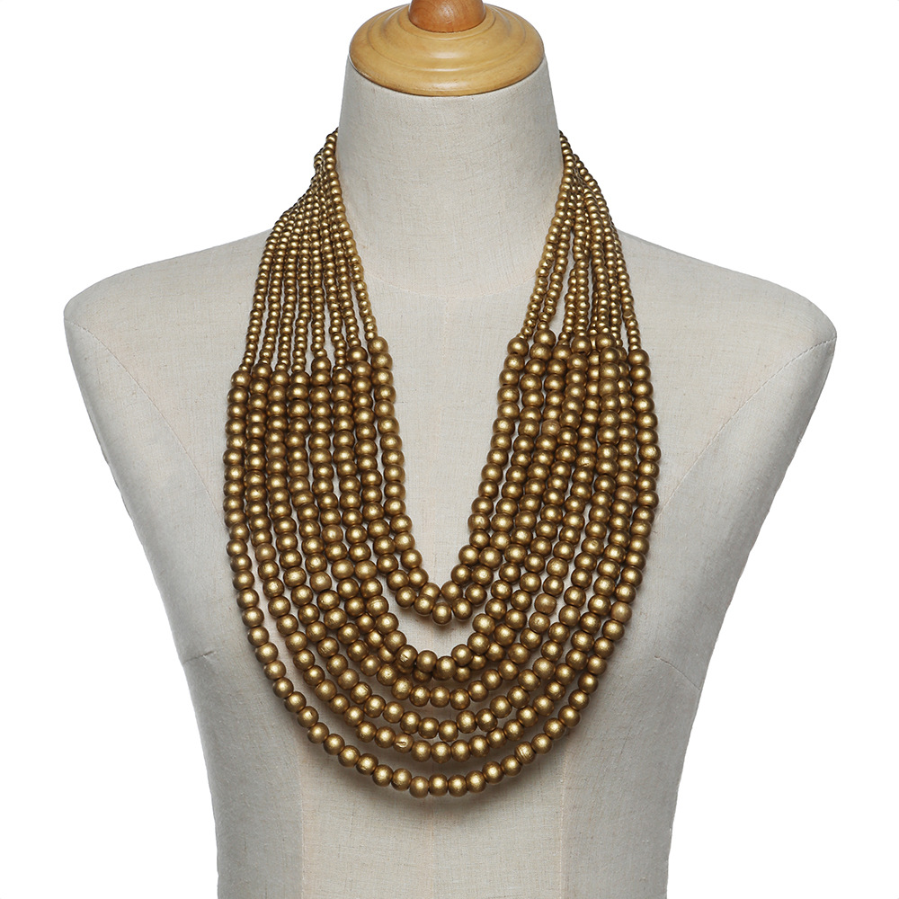Holiday, Daily Occasion Wood Material Casual Ethnic Style Simple Style Round Wood Wholesale Sweater Chain