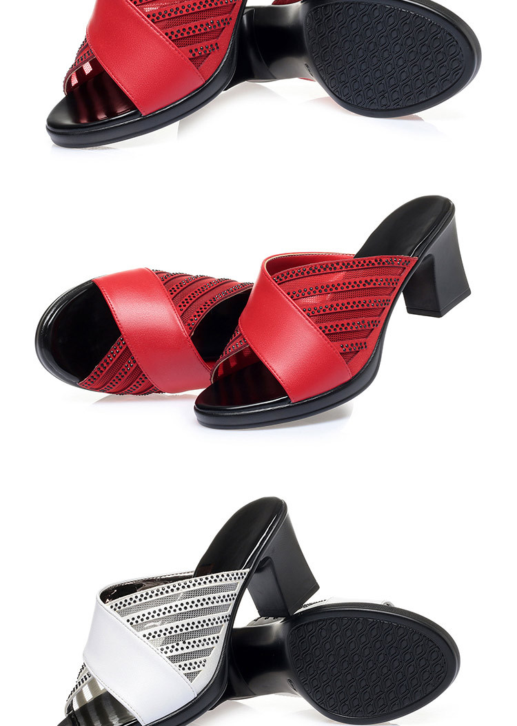 Sandal cao gót nữ đính đá quai ngang mũi hở, gót vuông 9 cm — màu đen chi tiết 17