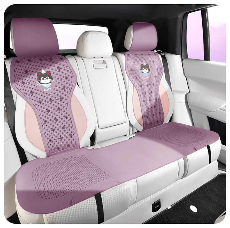 New cartoon car seat cushion, ice cream cat design, universal for all seasons and five-seater cars, breathable and dirt-resistant, car interior decoration
