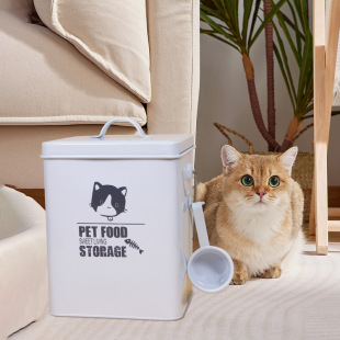 Iron Pet Grain Storage Bucket Cat Grain Bucket Grain Storage Tank Cat Food Storage Storage Dog Food Storage Bucket Box Sealed Moisture-proof