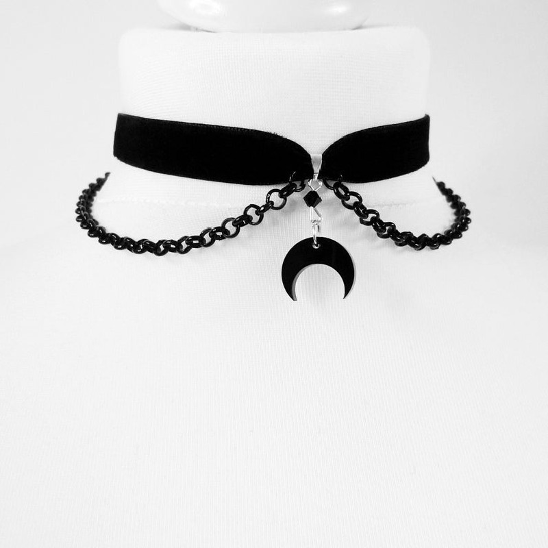Collar collar de terciopelo cadena clavícula Negro Luna lindo colgante de moda transfronteriza estación independiente deseo Nuevo