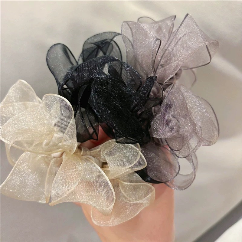 Explosiva de Douyin ~ Dongdaemun, el mismo estilo, diseño simple, anillo para el cabello de organza, bola francesa, cuerda para el cabello, accesorios para el cabello de temperamento