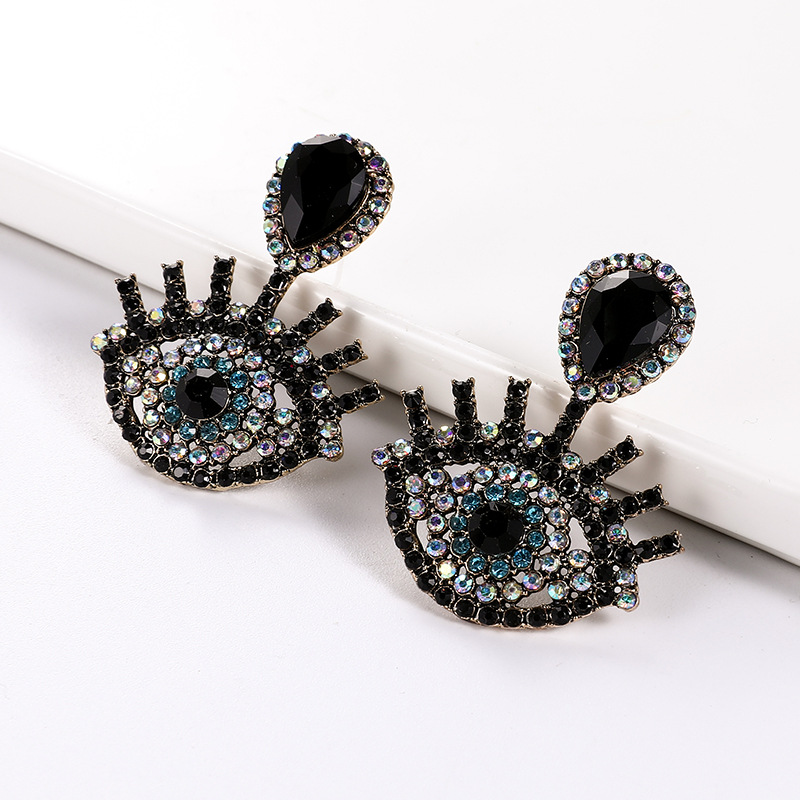 Boucles D&#39;oreilles Oeil De Diable En Diamant De Luxe Rétro Boucles D&#39;oreilles Oeil Goutte En Alliage display picture 4