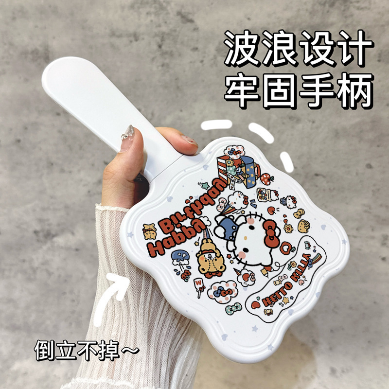 誕生日 KT ハンドルミラー コーム付き ハイエンドの便利な化粧鏡 新しいガーリーハート 小型ミラー 手持ち化粧鏡|undefined