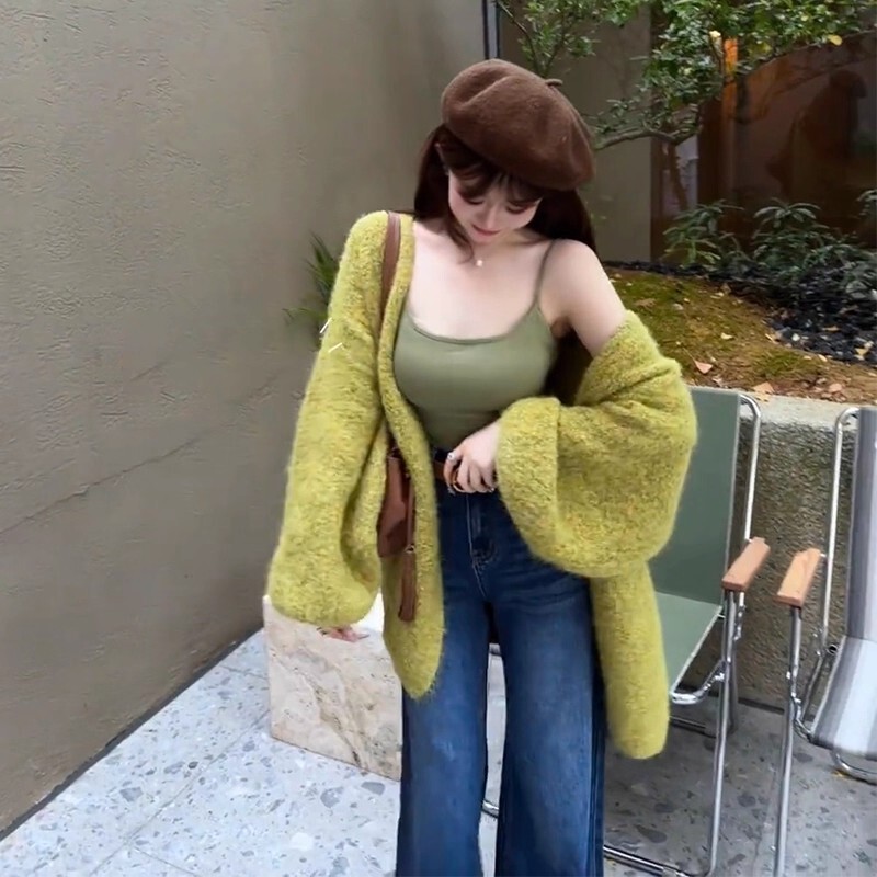 今年流行女装新款针织开衫巨好看氛围感韩版温柔系泡泡袖毛衣外套|undefined