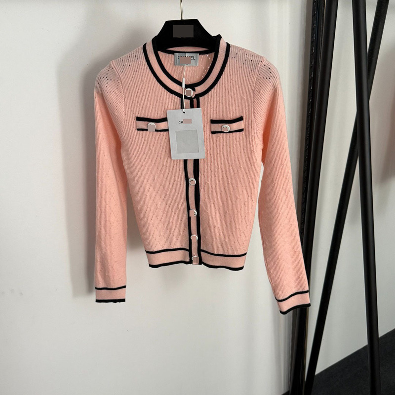 Shenzhen Nanyouhuo High-End Women's Foreign Trade Hot-Selling New Korean-Style Versatile Button Hollow-Out Round-Neck Long-Sleeve Knitted Cardigan